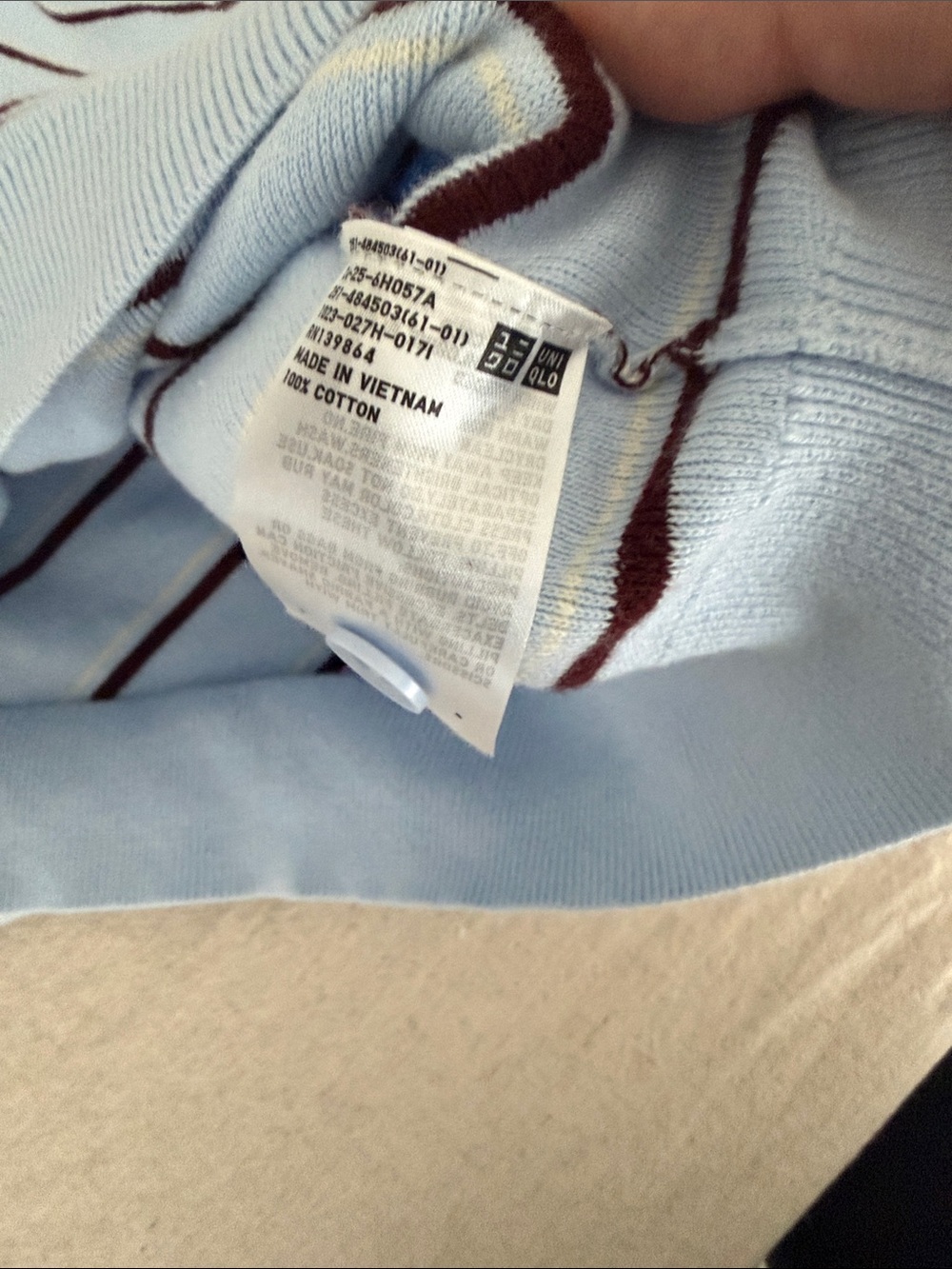UNIQLO Light Blue cotton Striped Polo Sweater - Picture 5 of 6